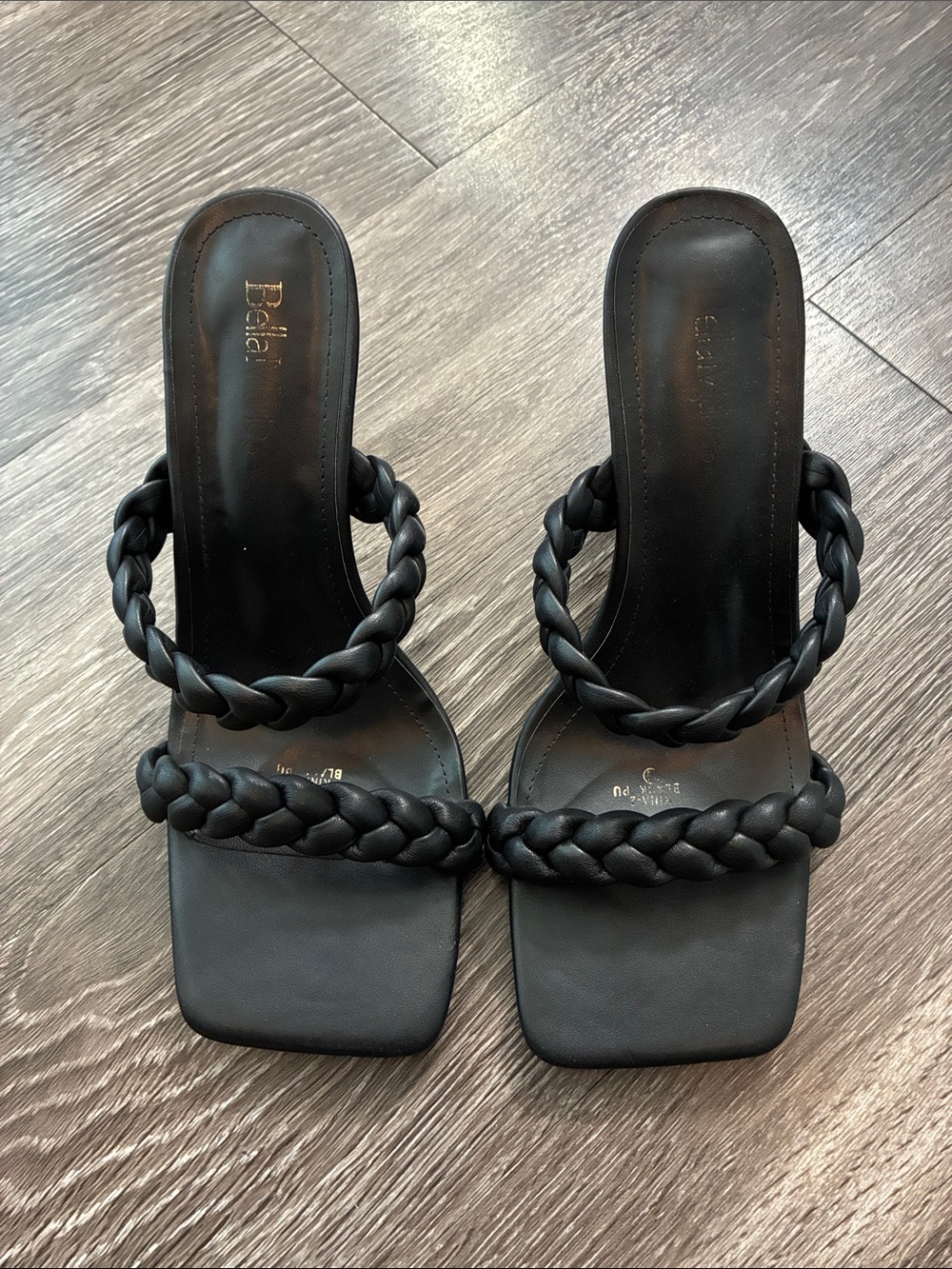 Abella Braided Double-Strap Black Slide Mules for Women